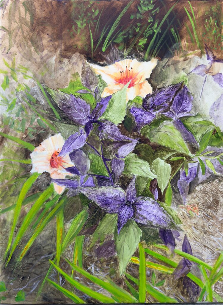 Joe Pie Weed with Daylilies18 x 24